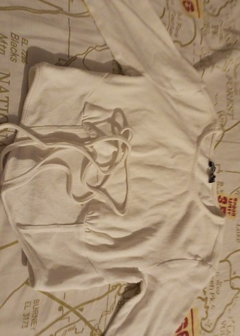 Kızlar için Beyaz Keten Uzun Kollu Halter Yaka - Görsel 4