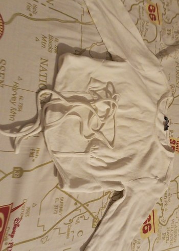 Kızlar için Beyaz Keten Uzun Kollu Halter Yaka - Görsel 3