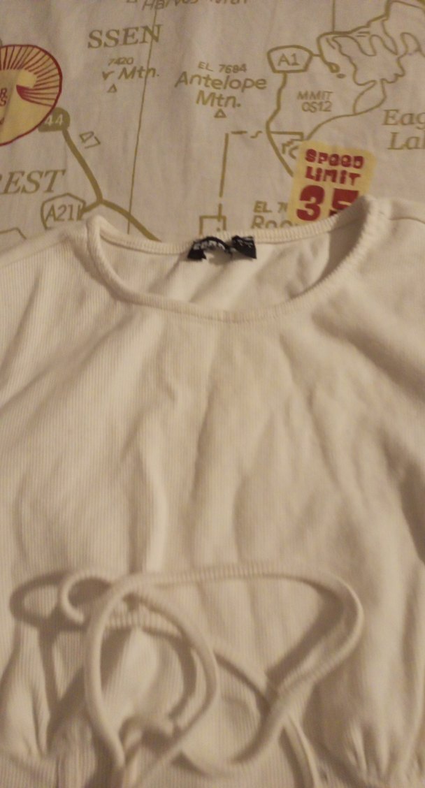 Kızlar için Beyaz Keten Uzun Kollu Halter Yaka - Görsel 5