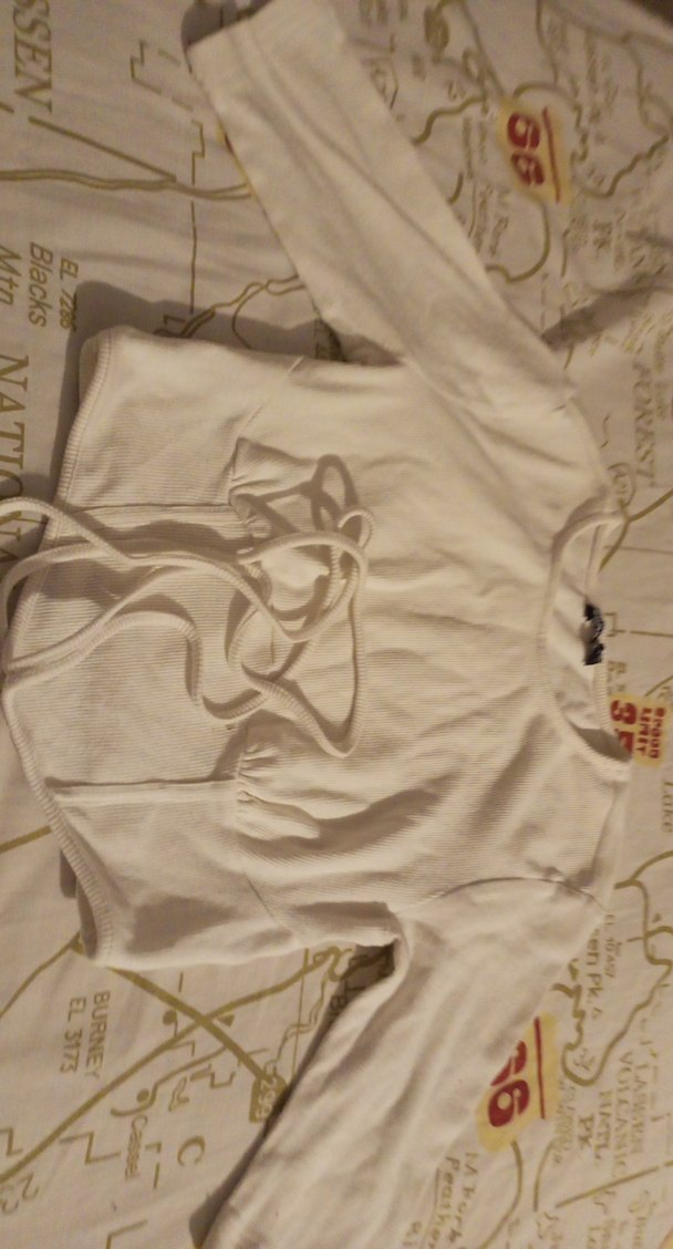 Kızlar için Beyaz Keten Uzun Kollu Halter Yaka - Görsel 4