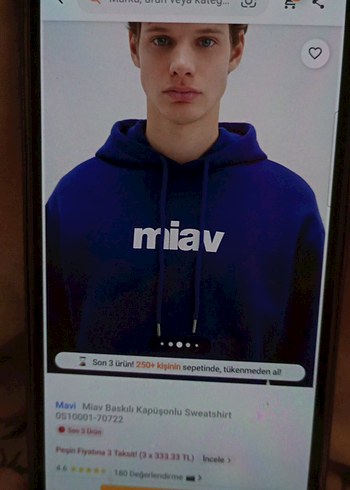 Kapüşonlu Mavi Kadın Sweatshirt - Görsel 9