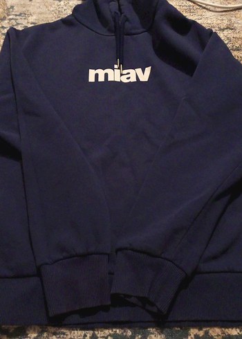 Kapüşonlu Mavi Kadın Sweatshirt - Görsel 2