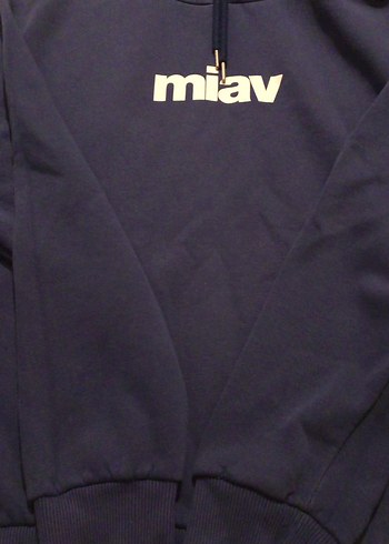 Kapüşonlu Mavi Kadın Sweatshirt - Görsel 5