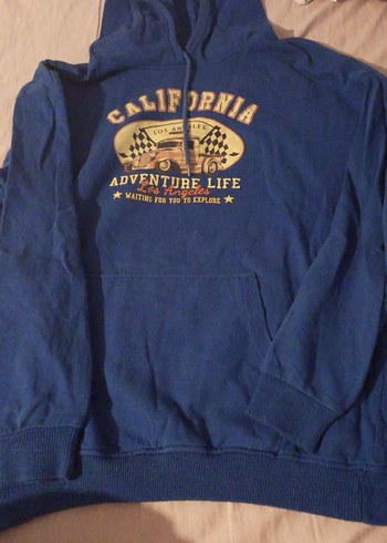 Kadın Mavi Kapüşonlu Sweatshirt - Görsel 2