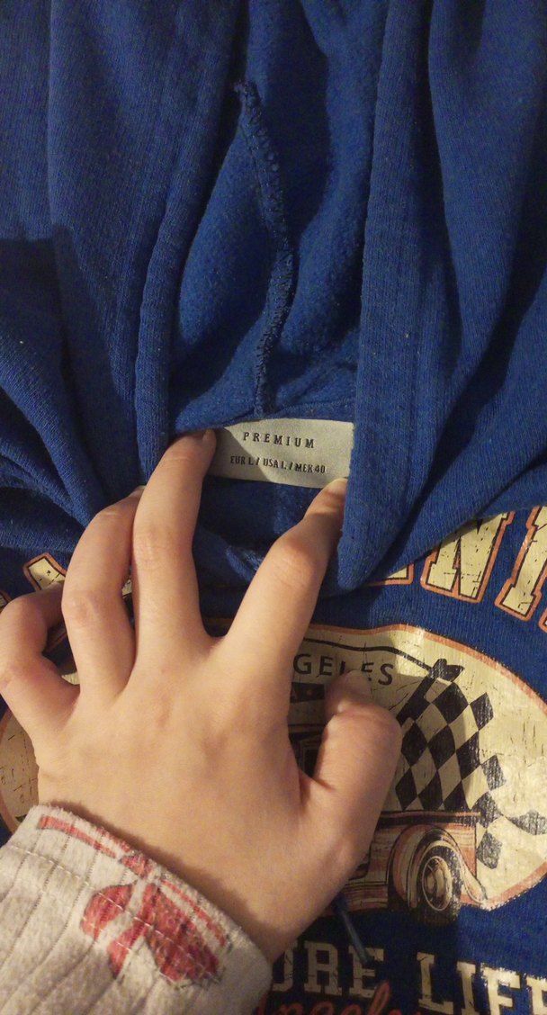 Kadın Mavi Kapüşonlu  Sweatshirt - Görsel 4