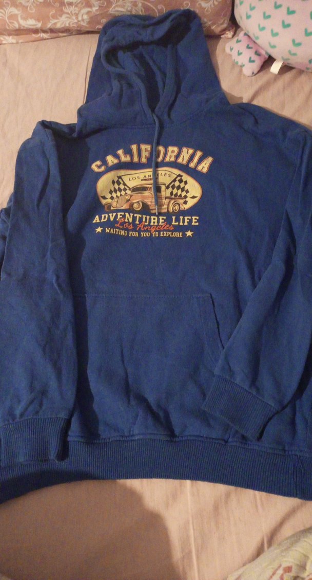 Kadın Mavi Kapüşonlu  Sweatshirt - Görsel 3