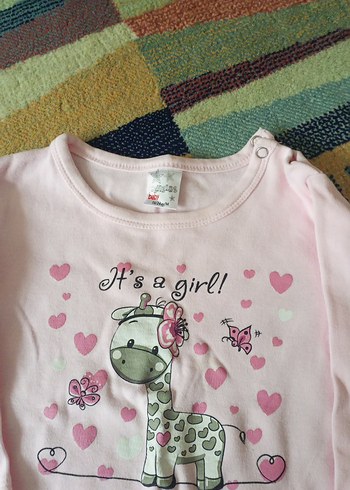 Kız Çocuk Pembe Pamuklu Uzun Kollu Baskılı Tişört - Görsel 4