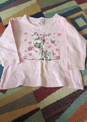 Kız Çocuk Pembe Pamuklu Uzun Kollu Baskılı Tişört - Görsel 2