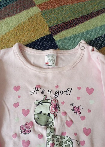 Kız Çocuk Pembe Pamuklu Uzun Kollu Baskılı Tişört - Görsel 5