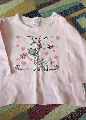 Kız Çocuk Pembe Pamuklu Uzun Kollu Baskılı Tişört - Görsel 3