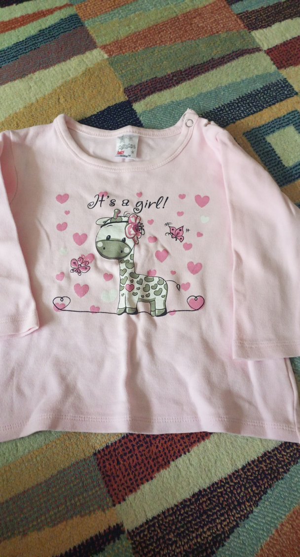 Kız Çocuk Pembe Pamuklu Uzun Kollu Baskılı Tişört - Görsel 3