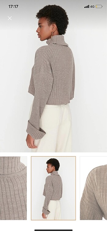 Trendyol & Milla Kahverengi crop basic kazak