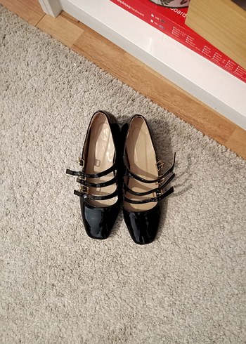 Klasik Siyah Tokalı Blok Topuklu Kadın Babet - Görsel 3