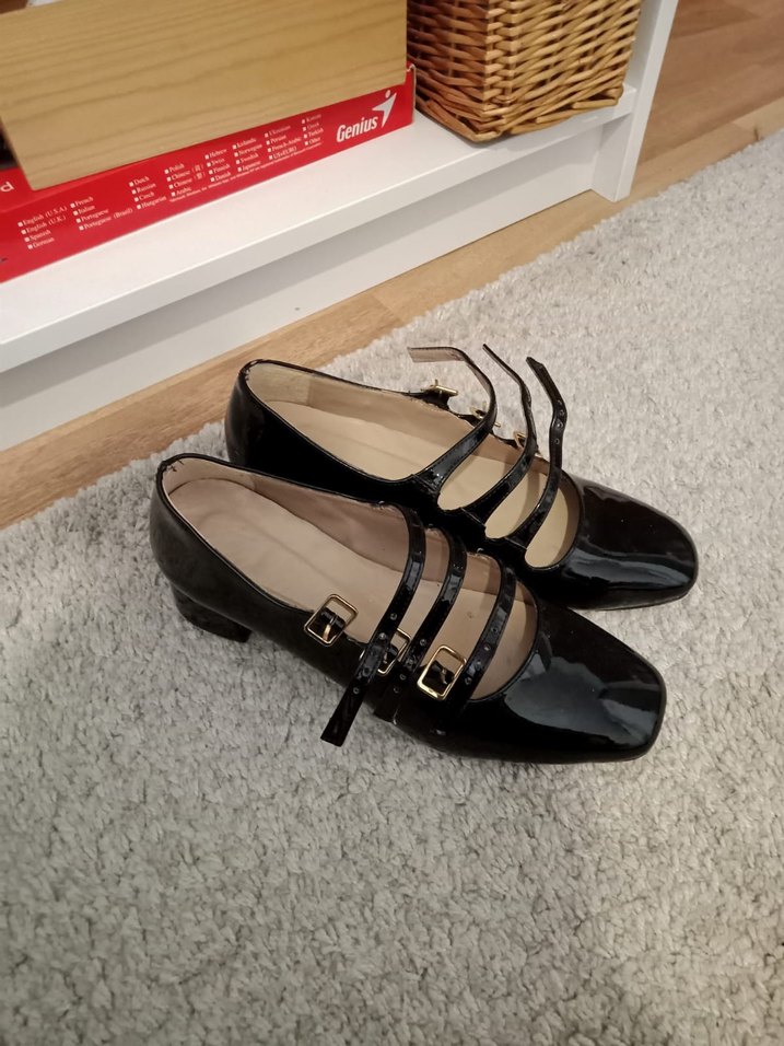 Klasik Siyah Tokalı Blok Topuklu Kadın Babet - Görsel 4