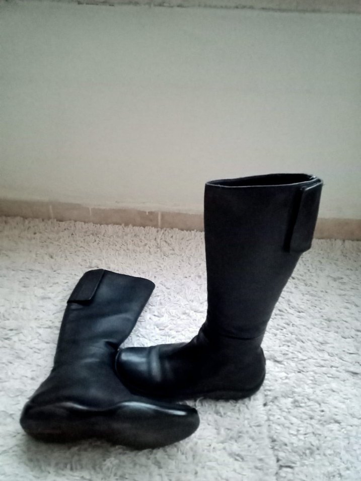 Siyah Rugan Tokalı Dizüstü Topuklu Bot - Görsel 3