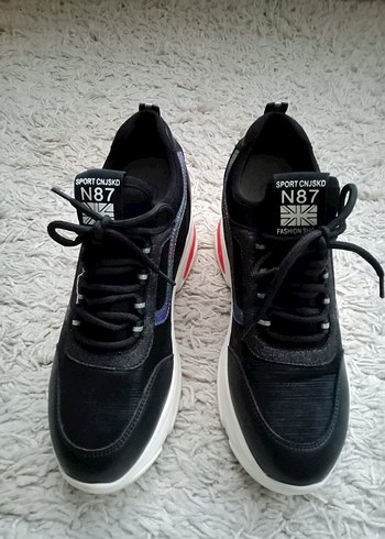 Siyah Baskılı Elastik Kadın Spor Ayakkabı - Görsel 8