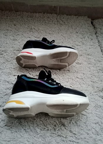 Siyah Baskılı Elastik Kadın Spor Ayakkabı - Görsel 7