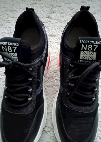 Siyah Baskılı Elastik Kadın Spor Ayakkabı - Görsel 3