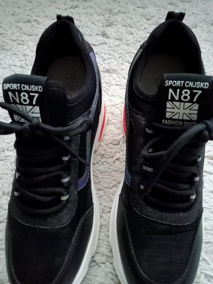 Siyah Baskılı Elastik Kadın Spor Ayakkabı - Görsel 3