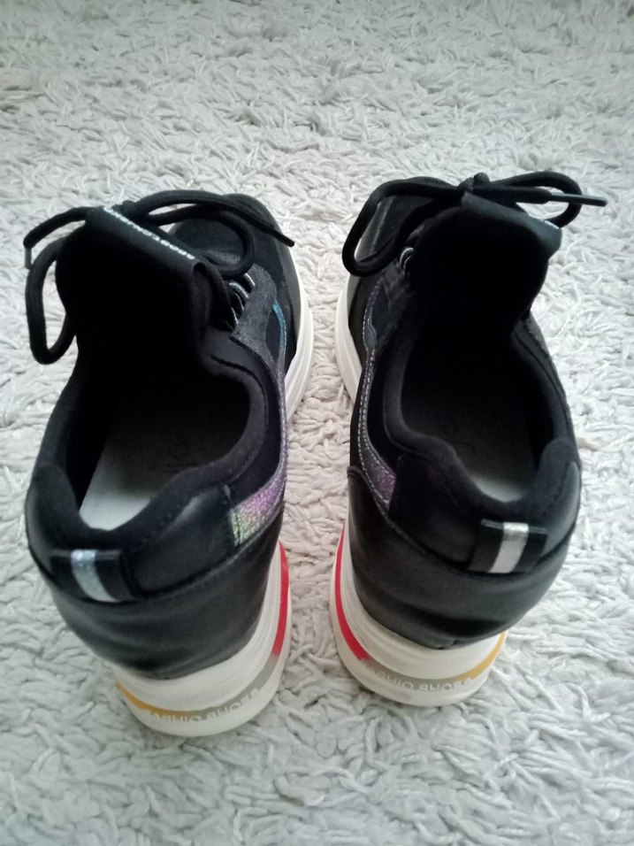 Siyah Baskılı Elastik Kadın Spor Ayakkabı - Görsel 4