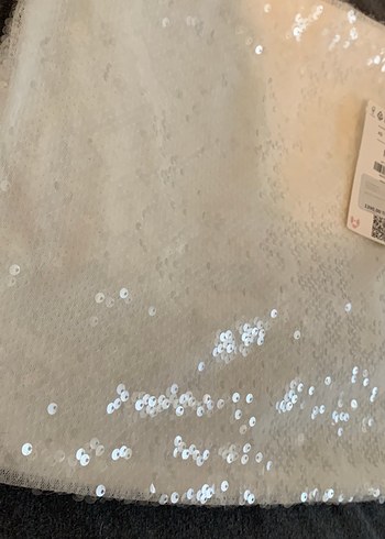 Bershka Bershka Beyaz Payetli Midi Mini Etek