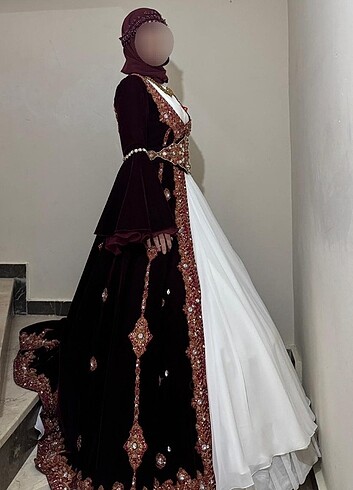 36 Beden bordo Renk Kına Elbisesi Kaftan