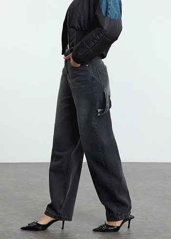 s Beden Antrasit siyah baggy jeans