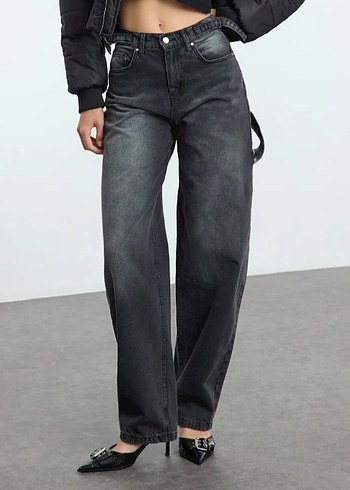 Trendyol & Milla Antrasit siyah baggy jeans