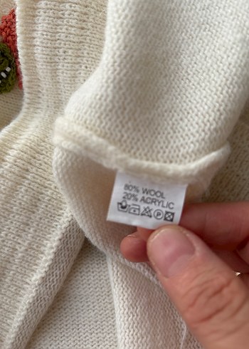 xl Beden beyaz Renk Nakışlı Bohem Yün Triko Tunik