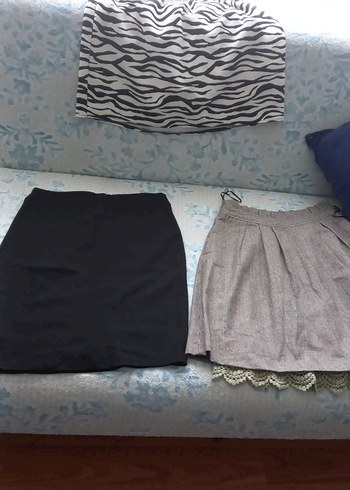 Gri Pilili Kadın Mini Etek