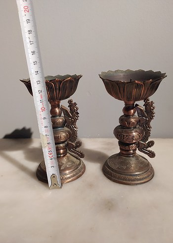 Koyu Altın Renkli Dekoratif Mumluk Çift - Görsel 2