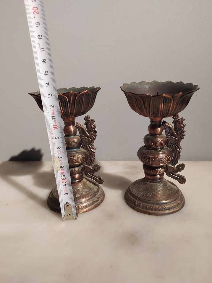 Koyu Altın Renkli Dekoratif Mumluk Çift - Görsel 2