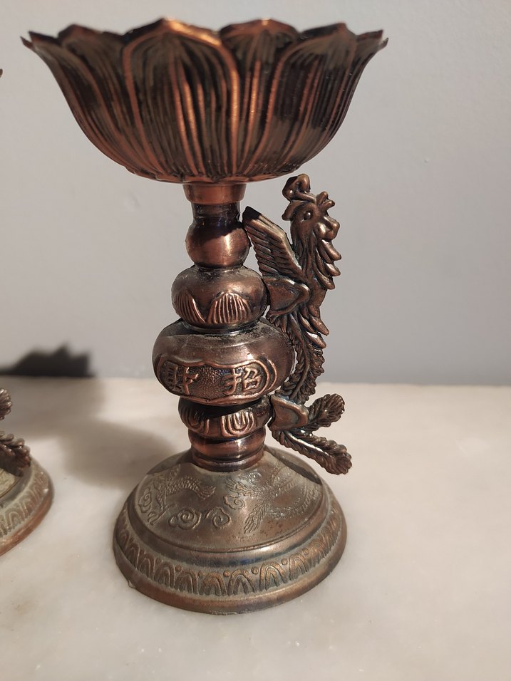 Koyu Altın Renkli Dekoratif Mumluk Çift - Görsel 3