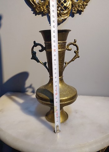 Pirinç Vazo Koyu Altın Renkli Antika Vazo - Görsel 2