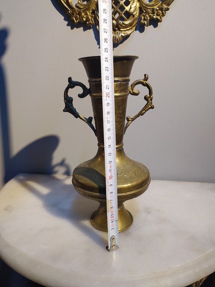 Pirinç Vazo Koyu Altın Renkli Antika Vazo - Görsel 2