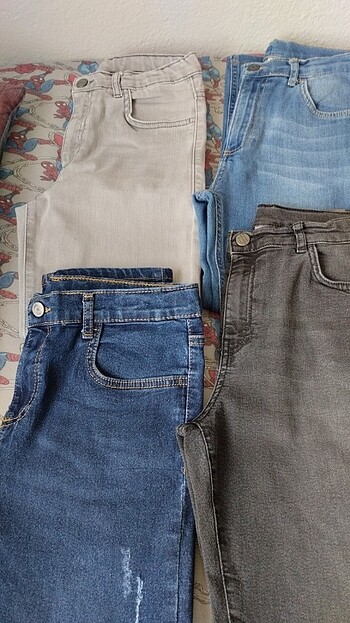 12-13 Yaş Beden çeşitli Renk Jean pantolon
