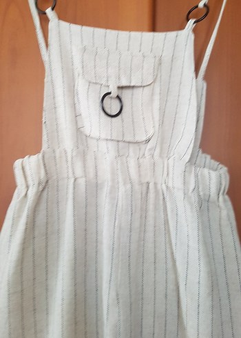 Kadın Çizgili Uzun Keten Tulum - Görsel 4