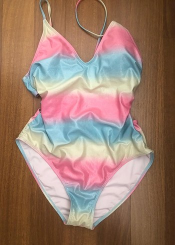 Pastel Çok Renkli Bağcıklı Kız Mayo - Görsel 4