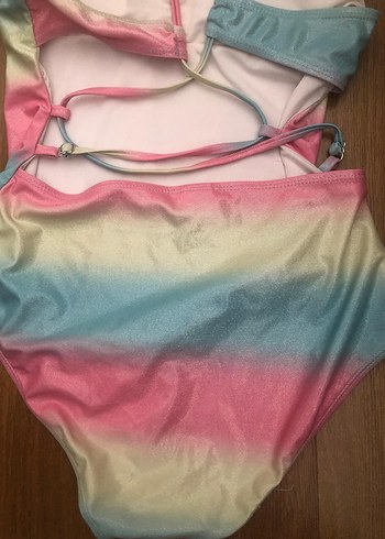 Pastel Çok Renkli Bağcıklı Kız Mayo - Görsel 2