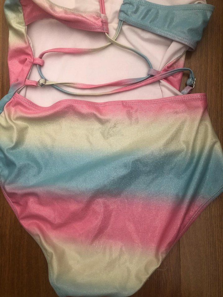 Pastel Çok Renkli Bağcıklı Kız Mayo - Görsel 2