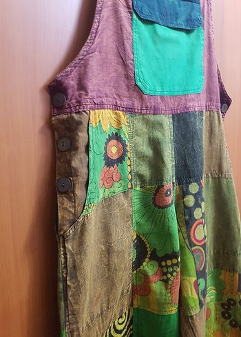 Kadın Çok Renkli Bohem Uzun Tulum - Görsel 2