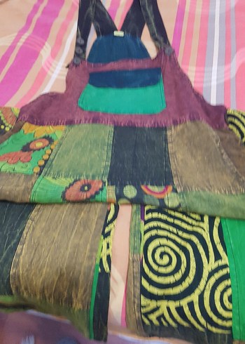 Kadın Çok Renkli Bohem Uzun Tulum - Görsel 9