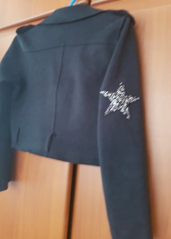 Kadın Siyah Süet Kısa Deri Ceket - Görsel 9