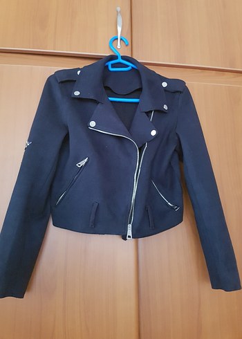 Kadın Siyah Süet Kısa Deri Ceket - Görsel 6