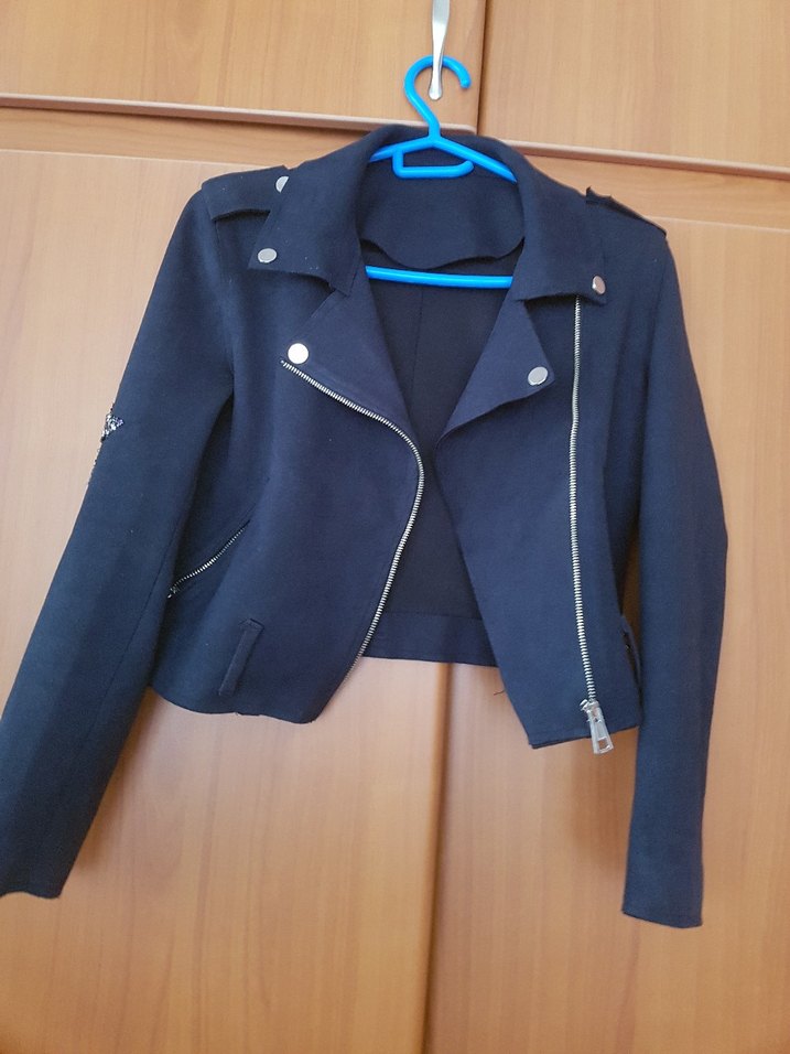 Kadın Siyah Süet Kısa Deri Ceket - Görsel 2