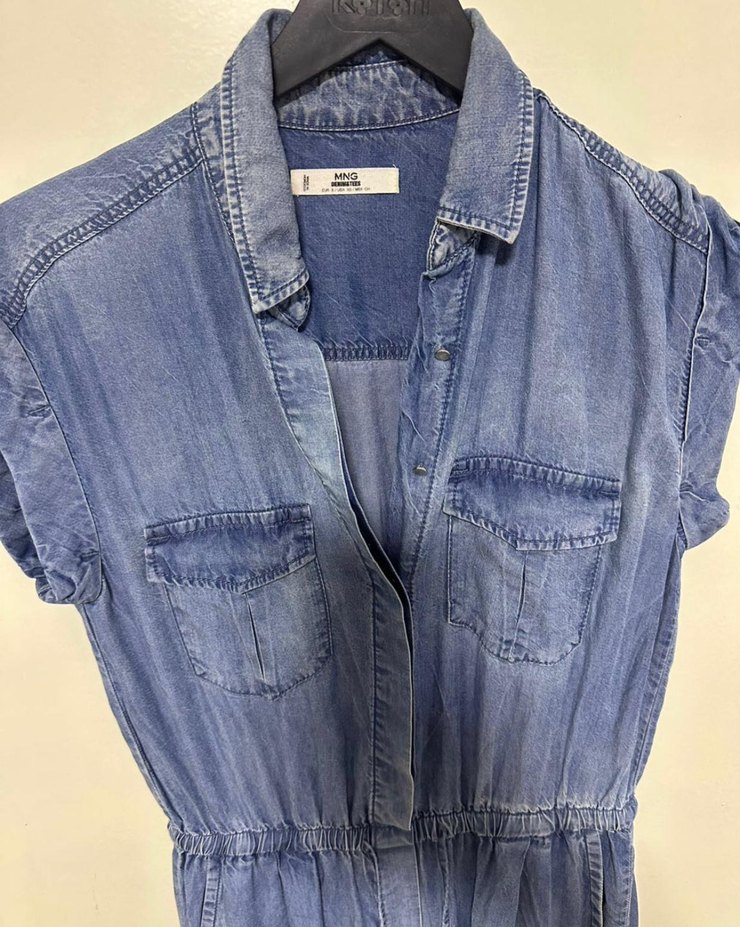 Kadın Lacivert Denim Midi Tulum - Görsel 5