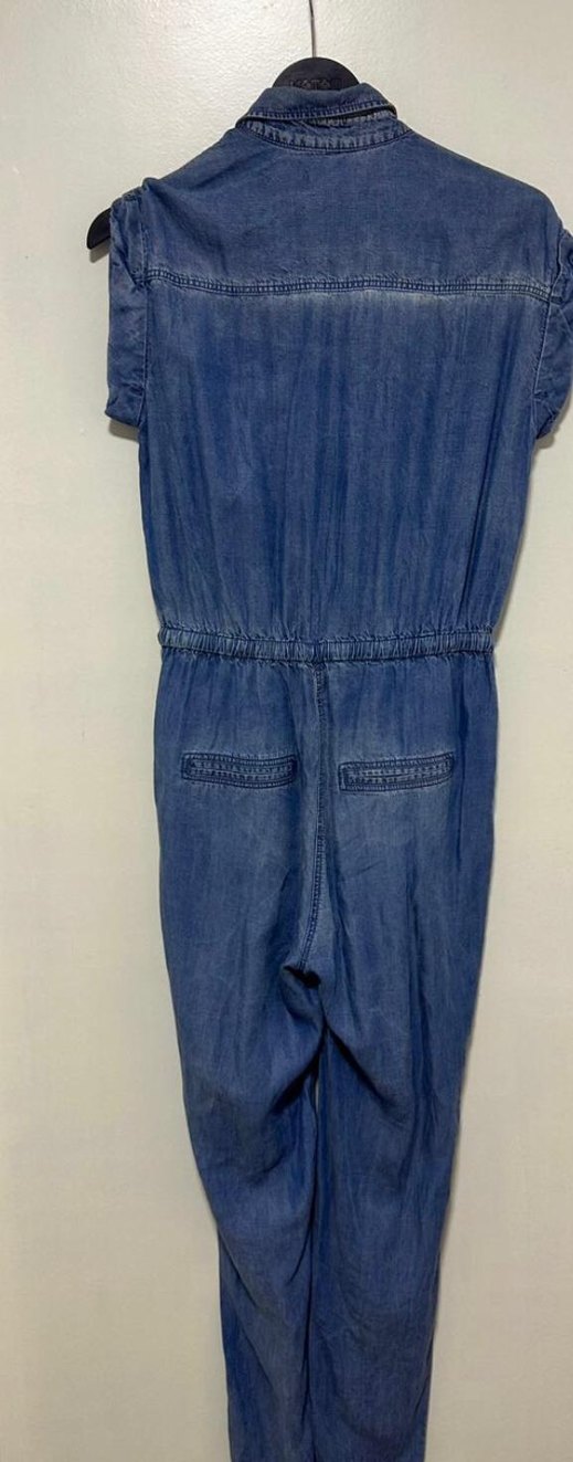 Kadın Lacivert Denim Midi Tulum - Görsel 4