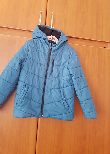 Mavi Kapüşonlu Erkek Çocuk Mont - Görsel 3