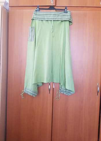 Yeşil Drapeli Şalvar Etek