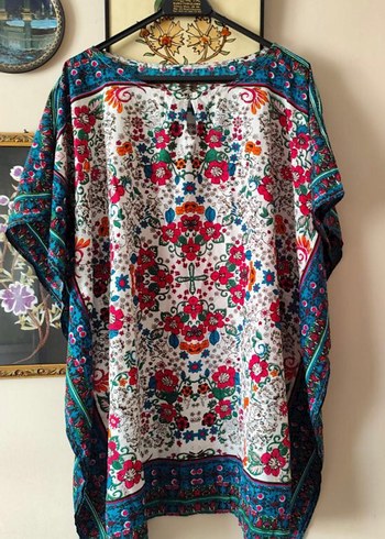 Renkli Desenli Bohem Midi Kimono